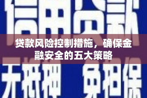 榆中贷款风险控制措施，确保金融安全的五大策略